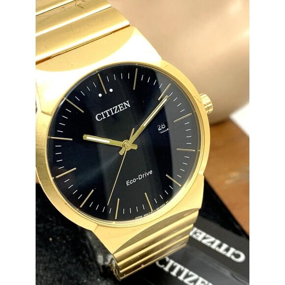 Citizen Men's Watch BM7582-56E Eco Drive Black Dial Gold Stainless Steel… - Picture 1 of 13